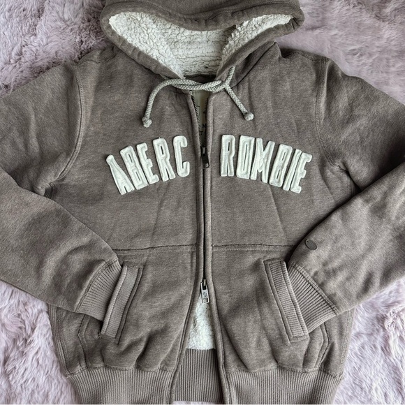 Abercrombie & Fitch Jackets & Blazers - Vintage Y2K Abercrombie & Fitch Brown Double Zipper Patched Fleece Lined Hoodie